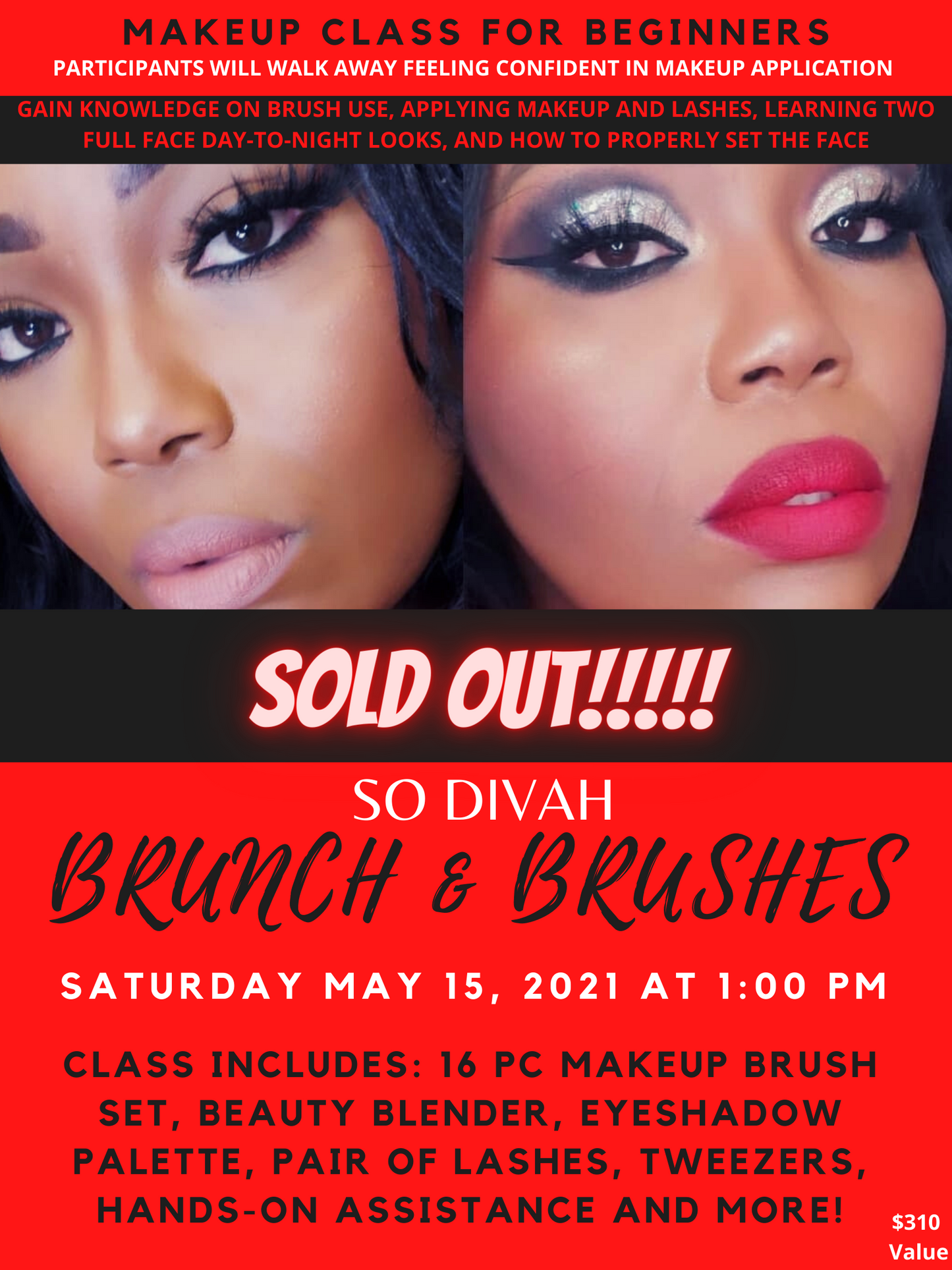 BRUNCH & BRUSHES MAKEUP CLASS- DEPOSIT