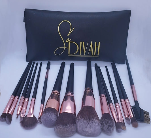 15-PIECE LUXURY MAKEUP BRUSH SET